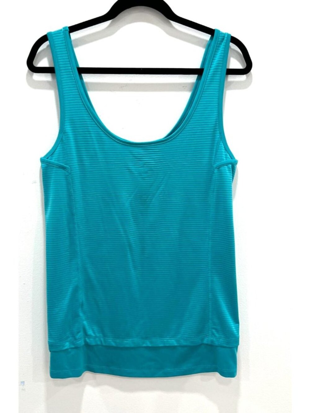 Colosseum Teal Blue Subtle Striped High-Low Athletic Tank Top Size Large - Picture 2 of 7